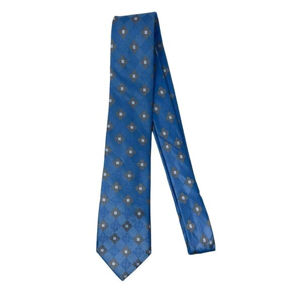 MICHAEL Michael Kors Mens Floral Necktie Metallic and Sky Blue‎ Design 100% Silk - Picture 1 of 3